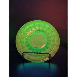 Vintage Uranium Vaseline Glass Saucer 6.5” Green UV Reactive Glow Side Plate